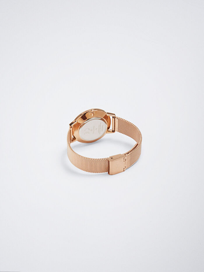 Paslanmaz Çelik Metalik Hasır Kayışlı Saat