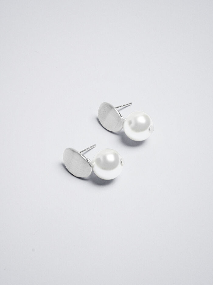 Gümüş Tonlu Taşlı Küpe