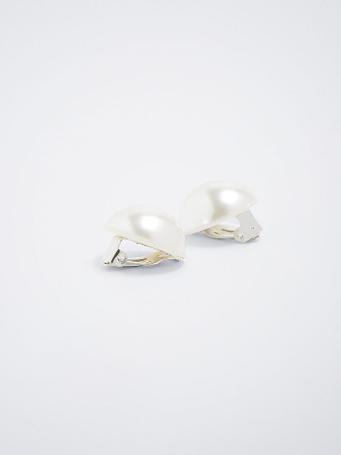 Suni İnci Klipsli Küpe