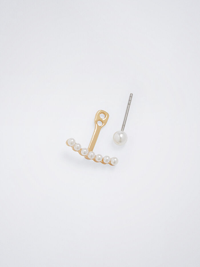 Suni İnci Sallantılı Kısa Küpe