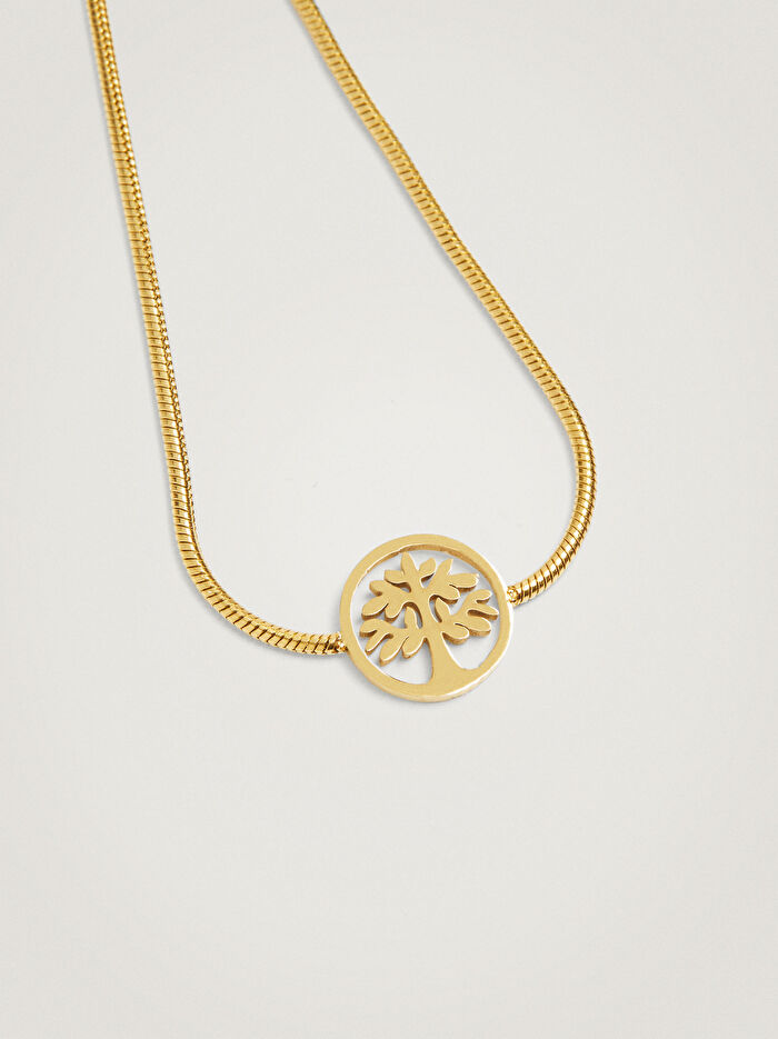 Hayat Ağacı Detaylı Çelik Bileklik