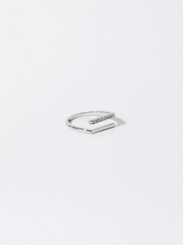 Kübik Zirkon Taşlı Gümüş Kaplama Yüzük