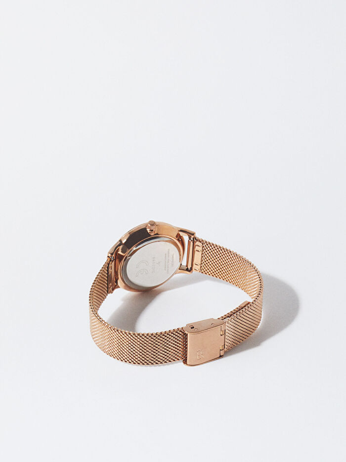 Paslanmaz Çelik Metalik Hasır Kayışlı Saat