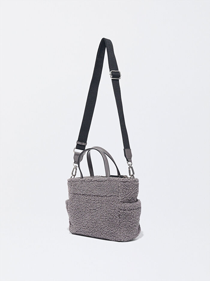 Suni Kürk Detaylı Tote Çanta