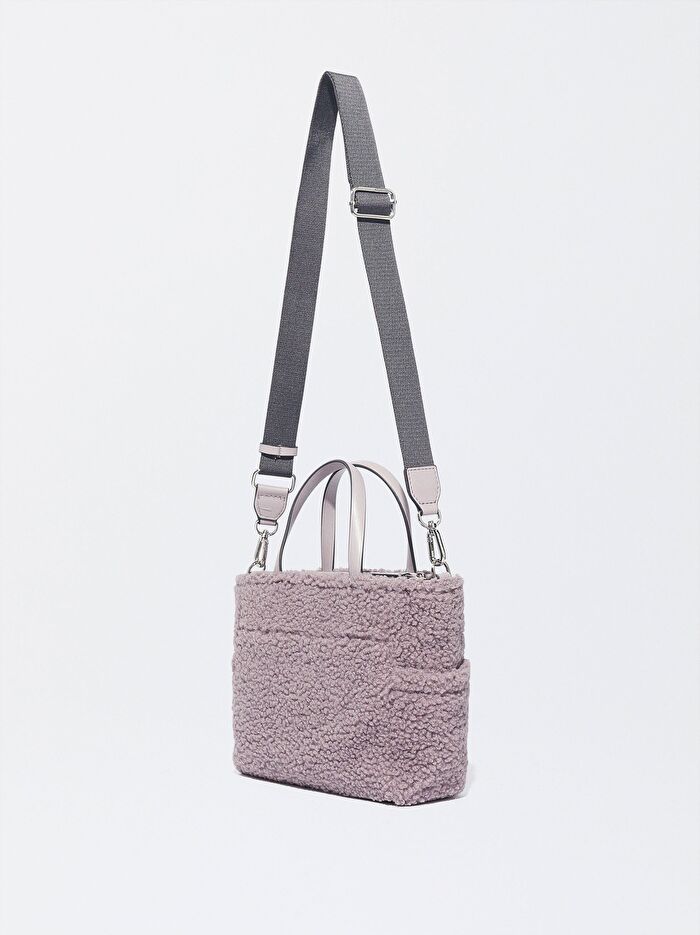 Suni Kürk Detaylı Tote Çanta