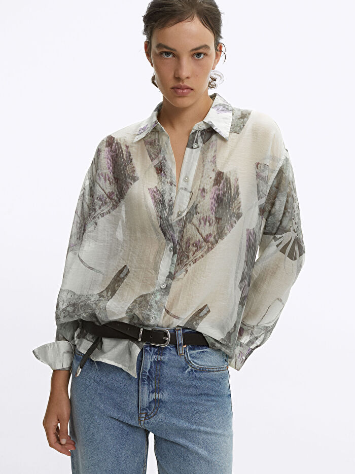 Liyosel Kumaş Desenli Gömlek