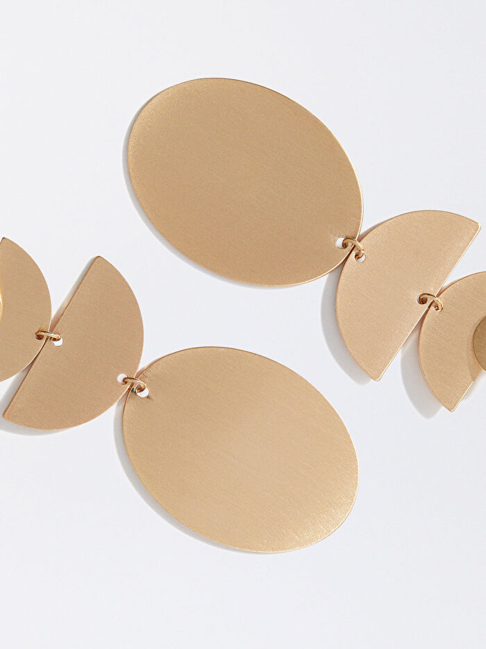 Geometrik Motifli Gold Küpe