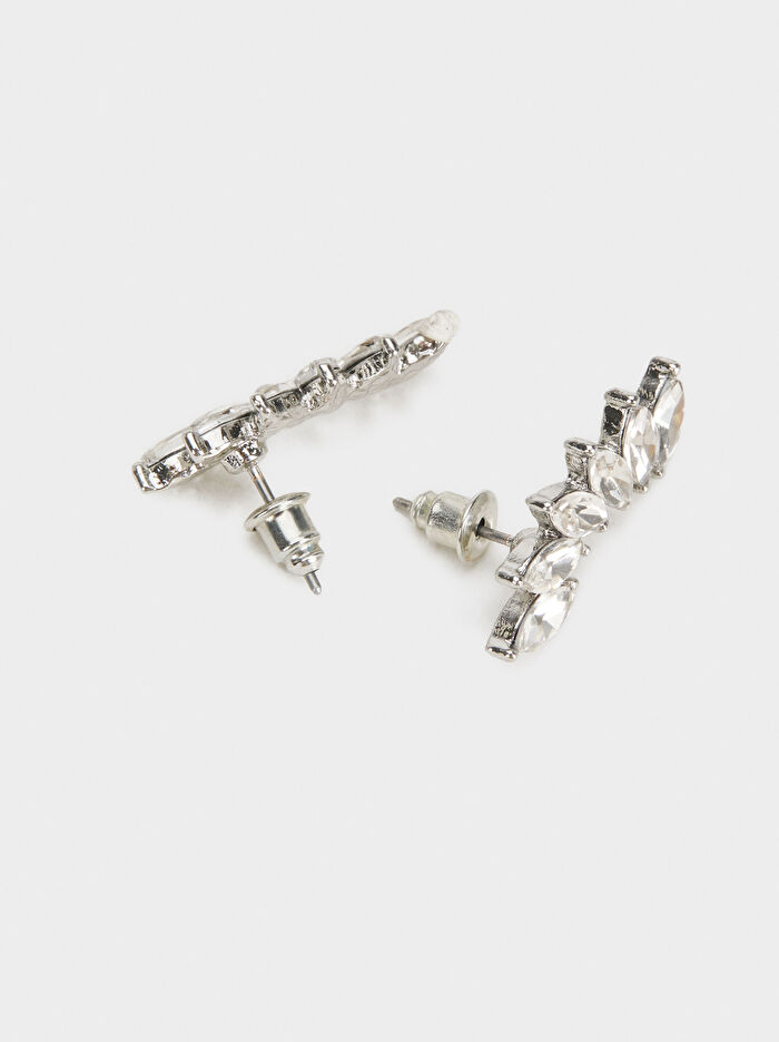 Suni Elmas Detaylı Kelepçe Küpe