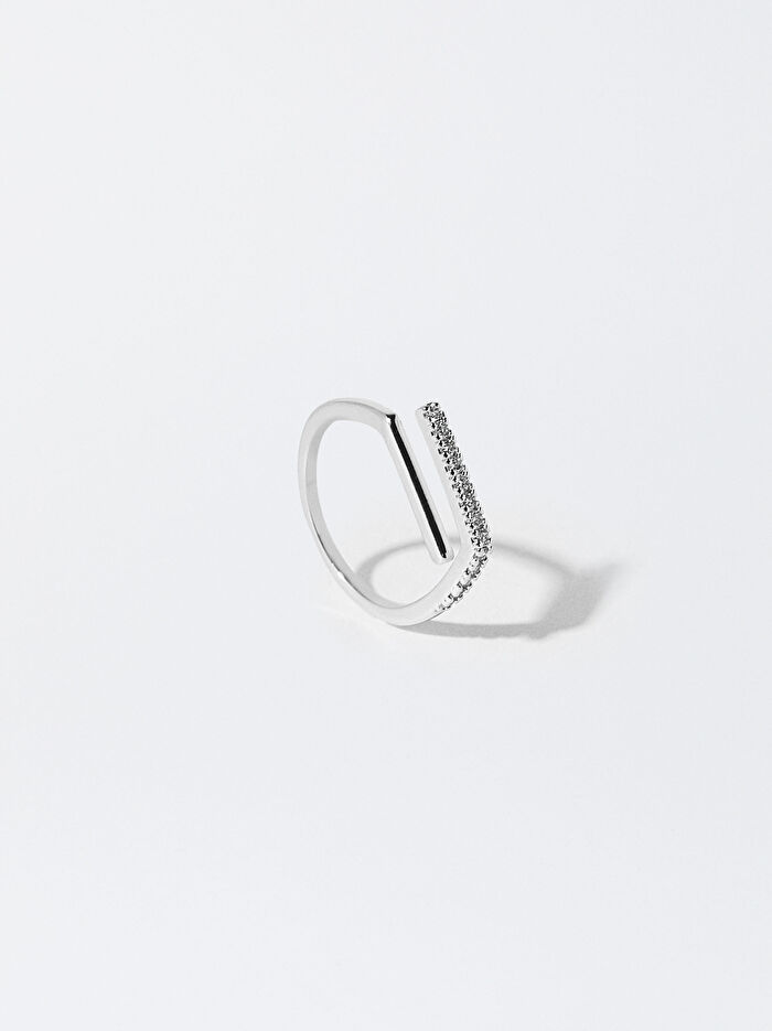 Kübik Zirkon Taşlı Gümüş Kaplama Yüzük