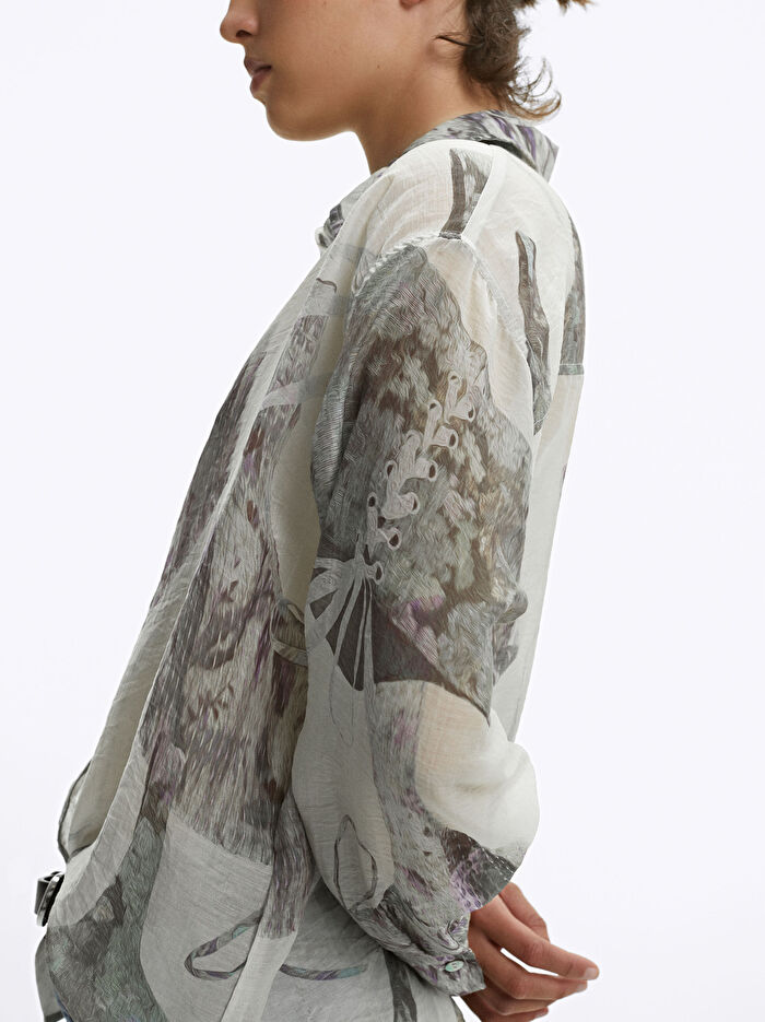 Liyosel Kumaş Desenli Gömlek