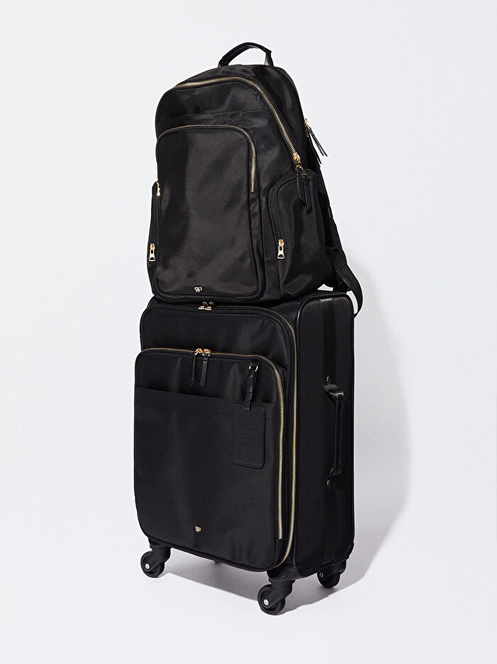 Desenli Charm'lı Kabin Boy Çekçekli Valiz