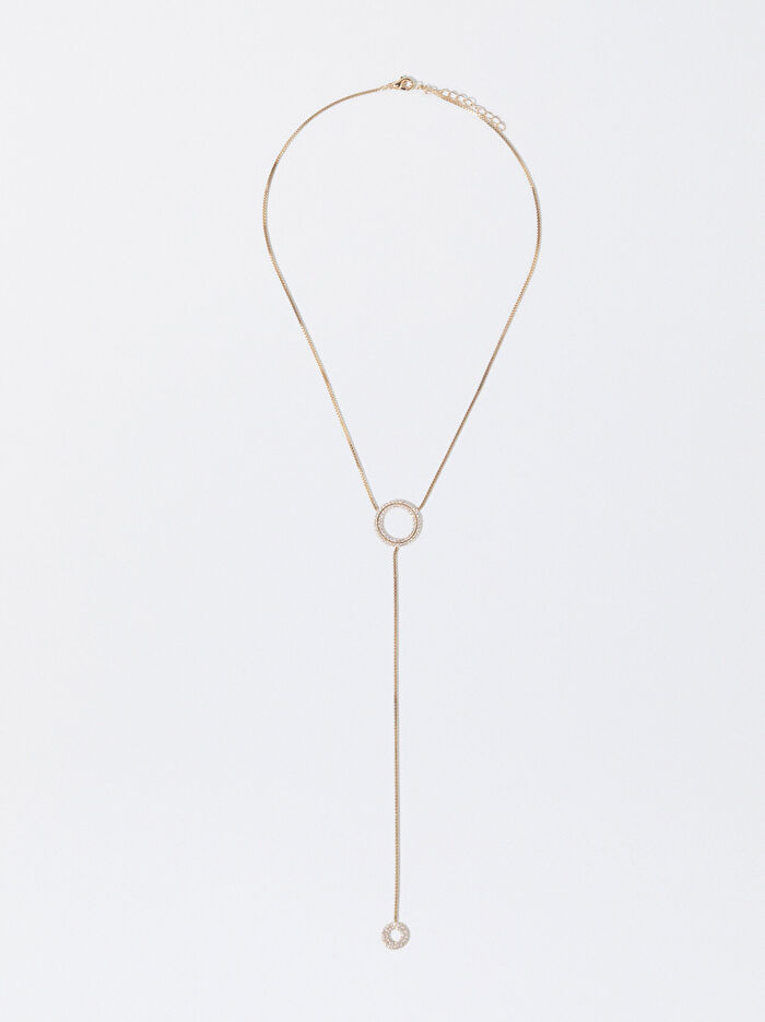 Zirkon Taşlı Gold Kolye