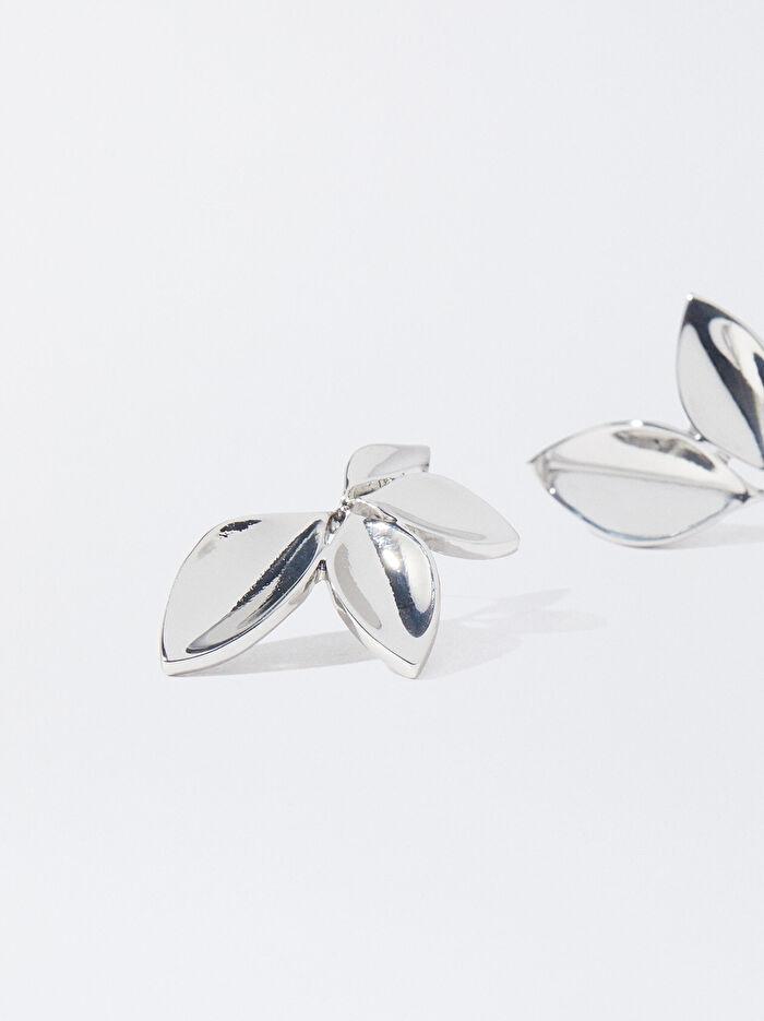 Çiçek Motifli Gümüş Küpe