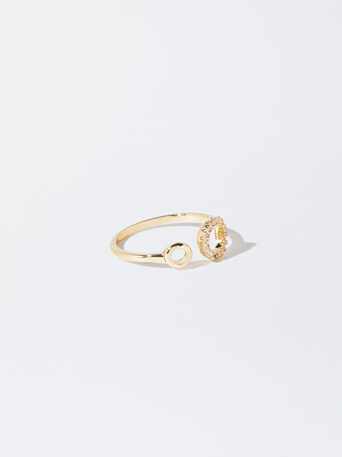 Zirkon Taşlı Gold Yüzük