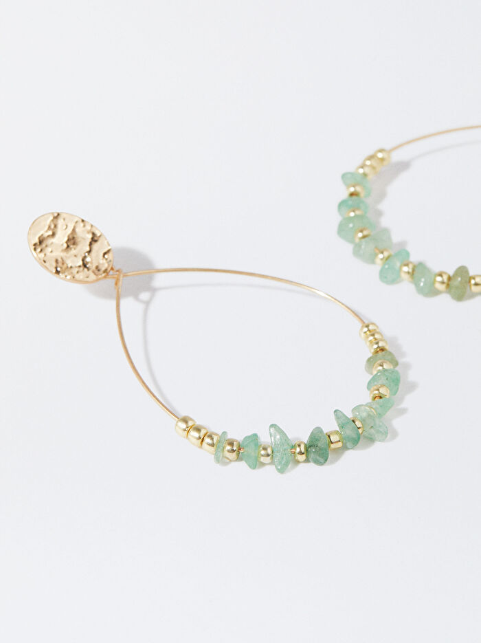 Taşlı Gold Küpe