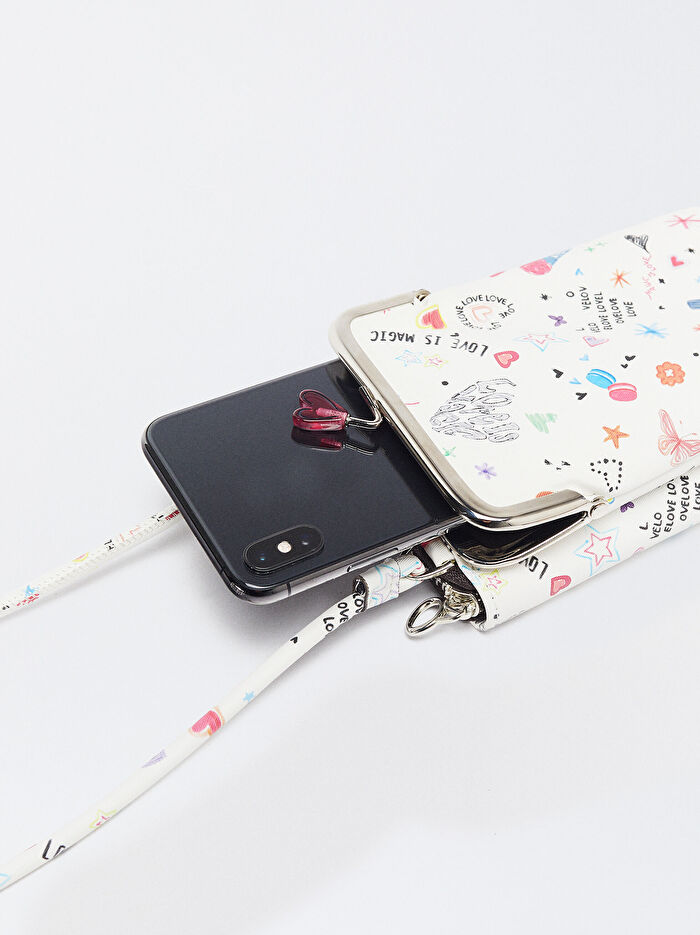 Desenli Telefon Çantası - LOVE