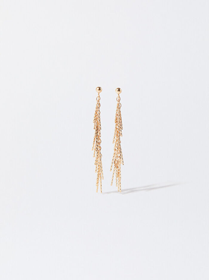 Gold Sallantılı Uzun Küpe