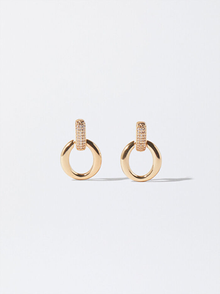 Zirkon Taşlı Gold Küpe