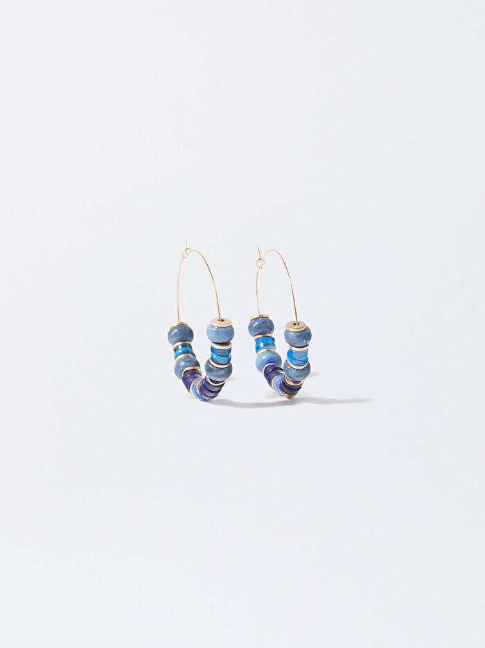 Yarı Değerli Taş Detaylı Halka Küpe