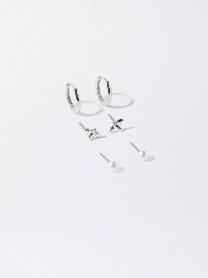 Gümüş Kaplama Küpe Seti