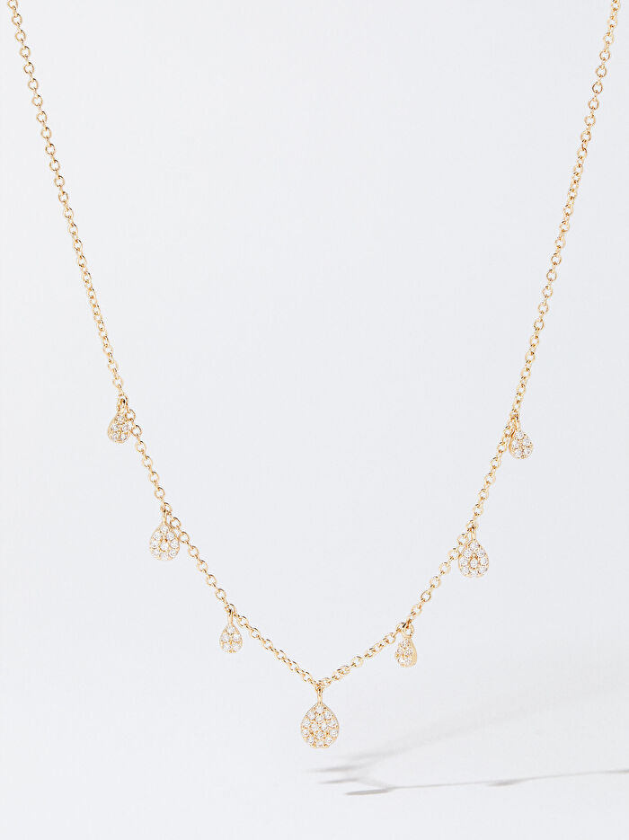 Zirkon Taşlı Gold Kolye