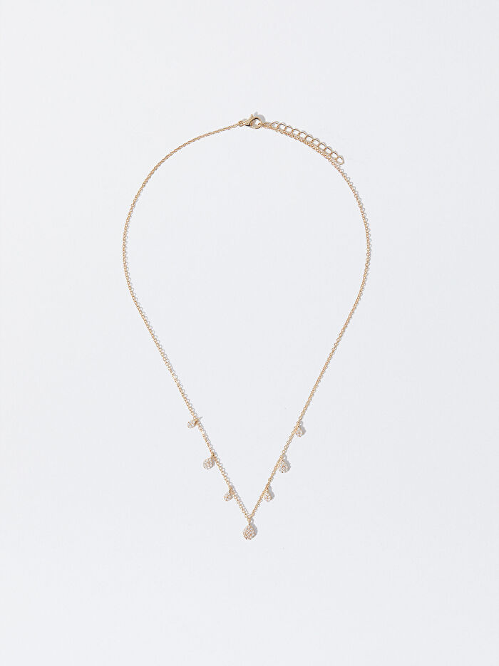 Zirkon Taşlı Gold Kolye