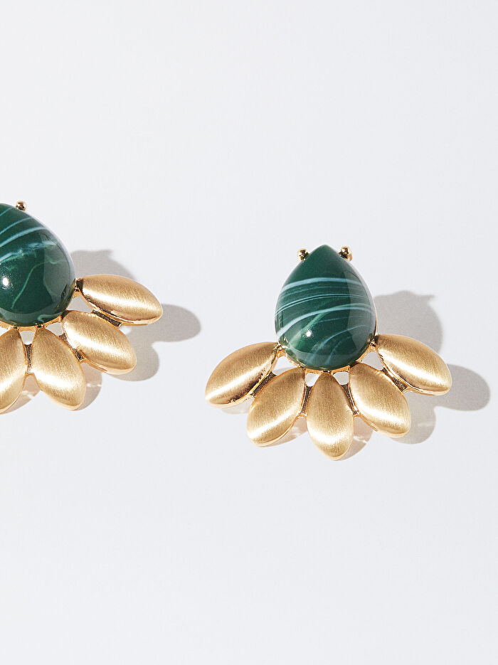 Taşlı Gold Küpe