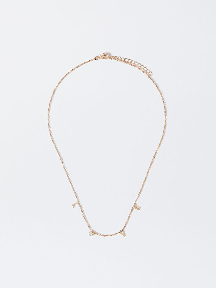 Zirkon Taşlı Kolye - LOVE