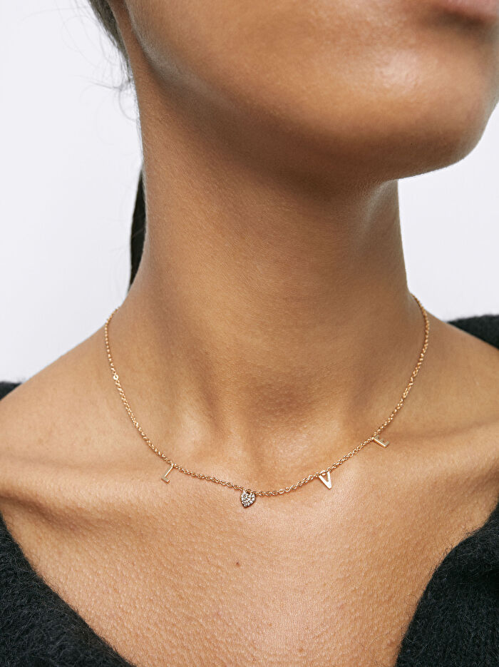 Zirkon Taşlı Kolye - LOVE