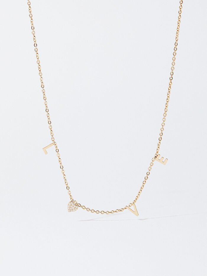 Zirkon Taşlı Kolye - LOVE