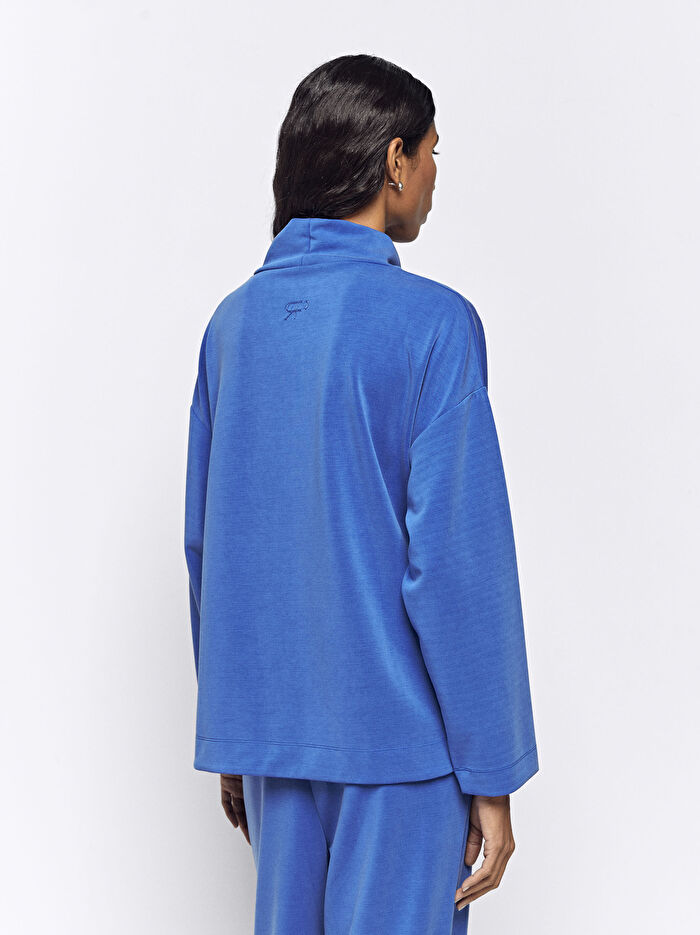 Yüksek Yaka Modal Kumaş Sweatshırt