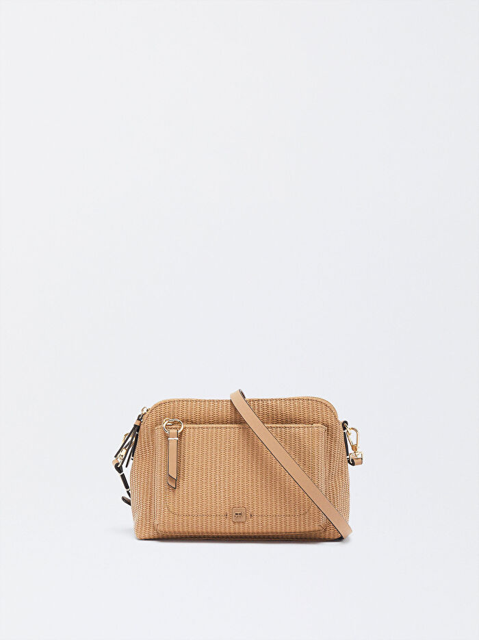 Hasır Motifli Çapraz Askılı Çanta