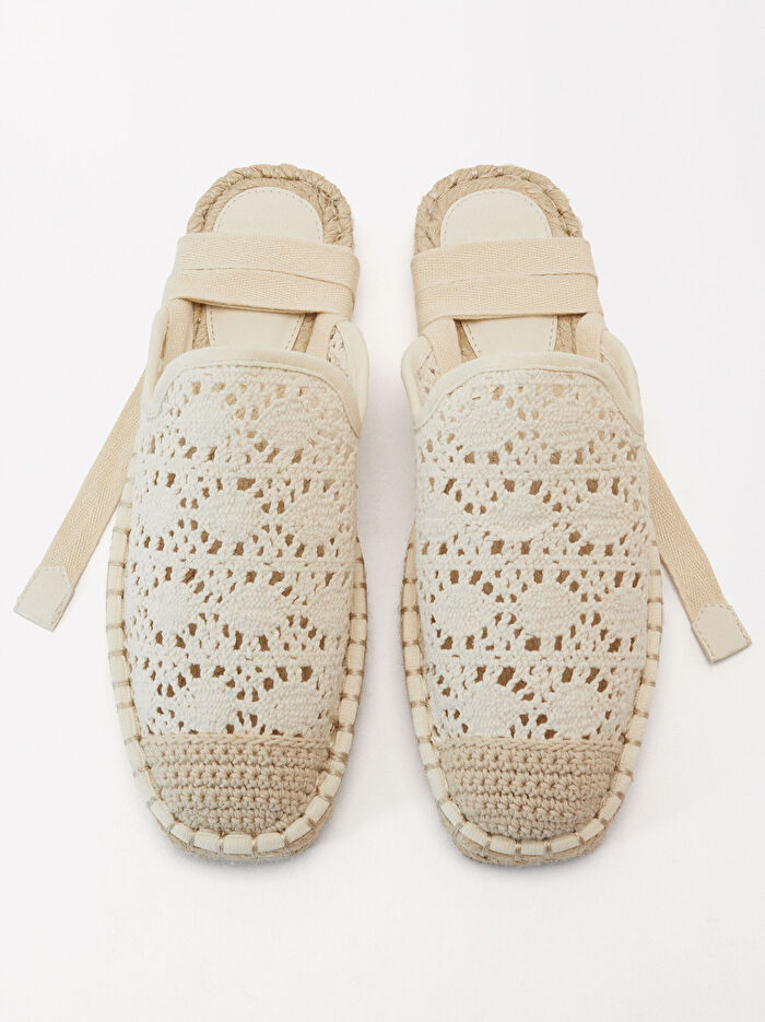 Kroşe Örgü Detaylı Jüt Espadril