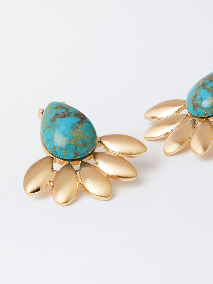 Taşlı Gold Küpe