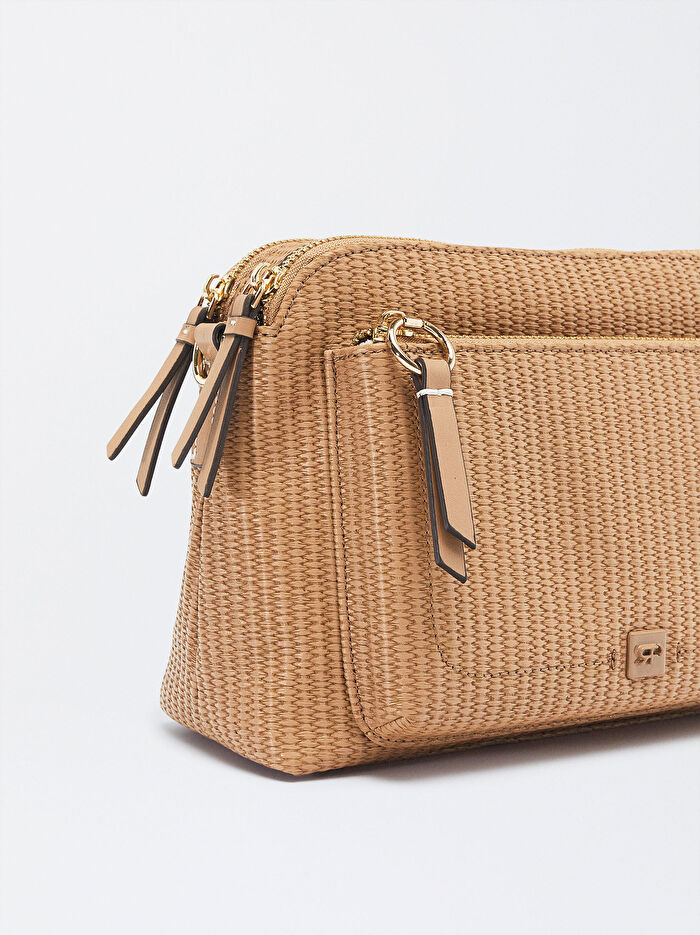 Hasır Motifli Çapraz Askılı Çanta