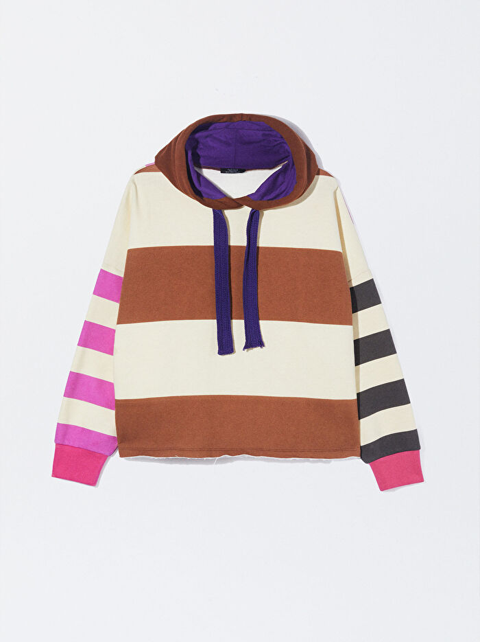 Desenli Kapüşonlu Sweatshirt