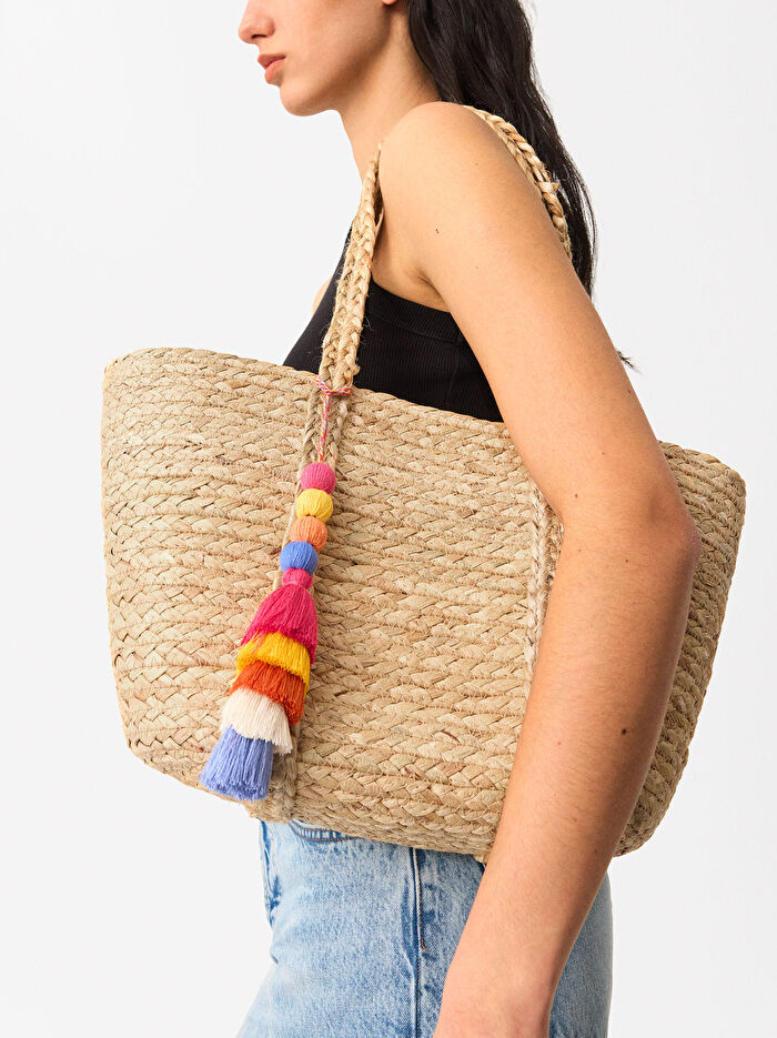 Hasır Efektli Shopper Çanta