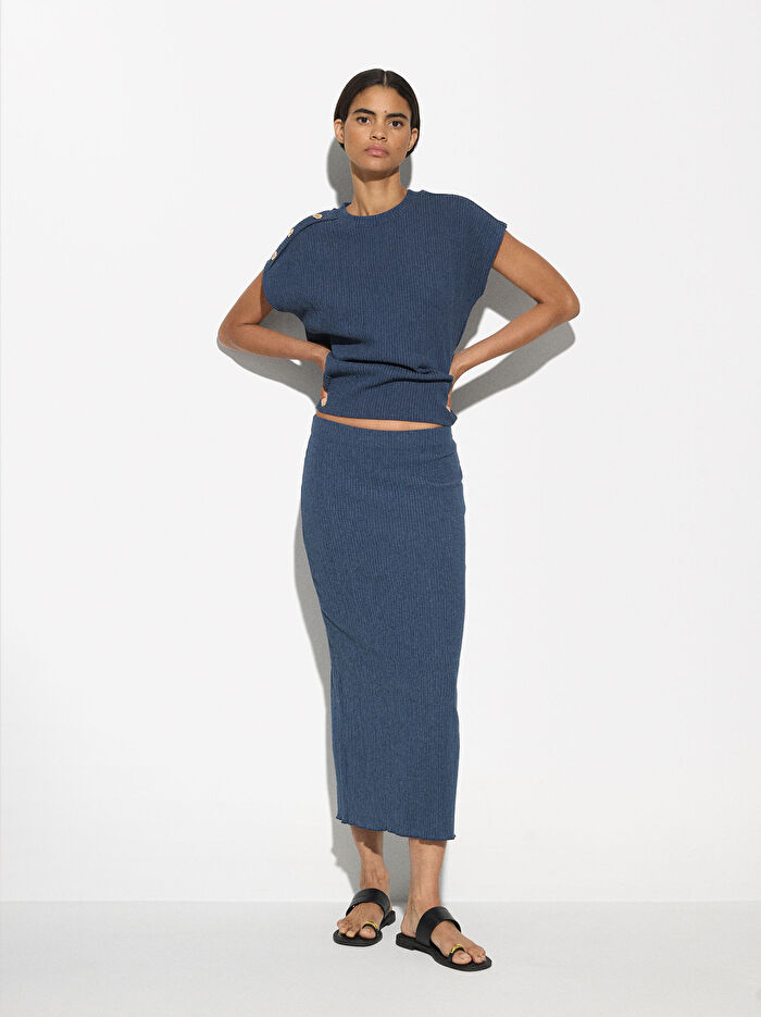 Nervür Detaylı Etek