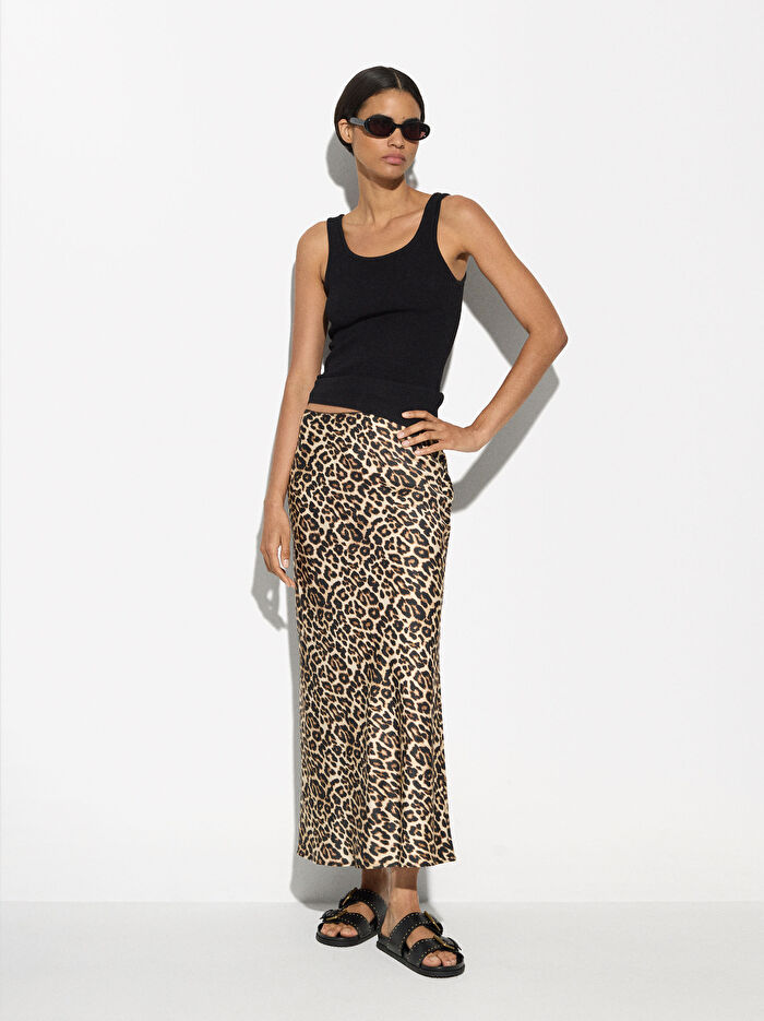 Leopar Desenli Etek