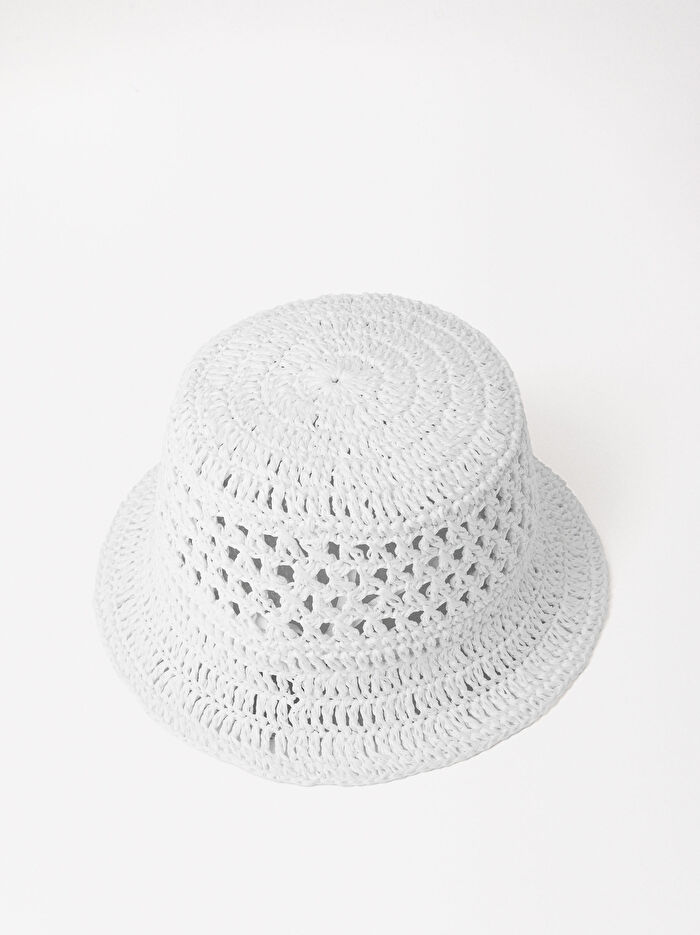 Örgü Detaylı Bucket Şapka