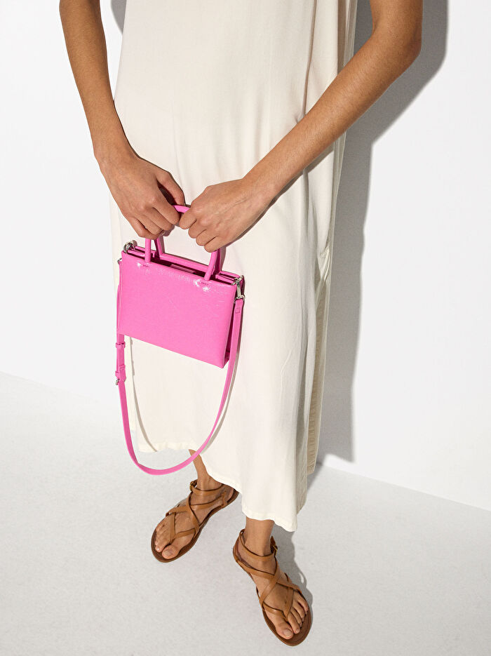Çapraz Askılı Mini Tote Çanta