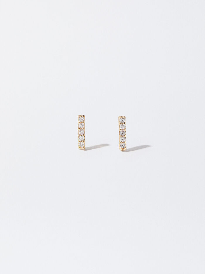 Zirkon Taşlı Gold Küpe