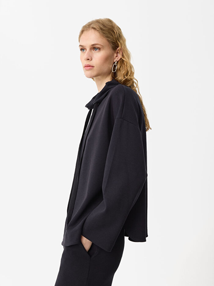 Yüksek Yaka Modal Kumaş Sweatshirt