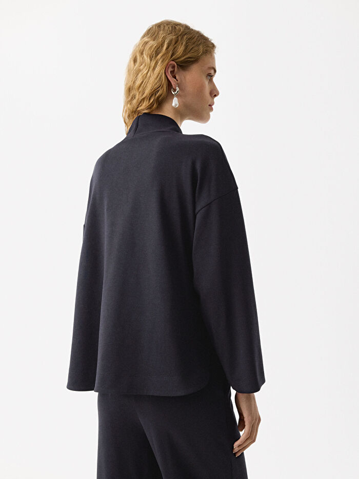 Yüksek Yaka Modal Kumaş Sweatshirt