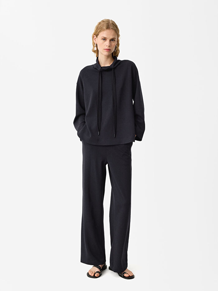 Yüksek Yaka Modal Kumaş Sweatshirt