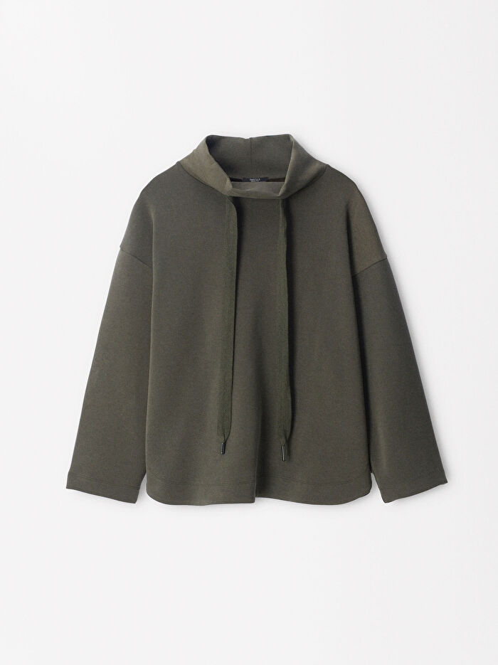 Yüksek Yaka Modal Kumaş Sweatshirt