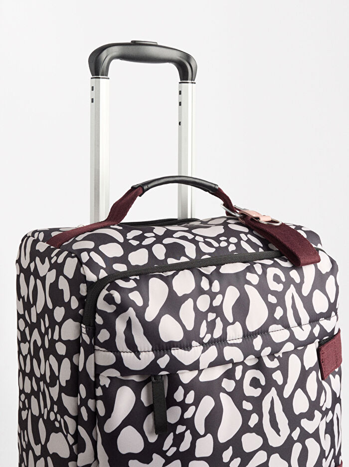 Leopar Desenli Teknik Kumaş Kabin Valizi