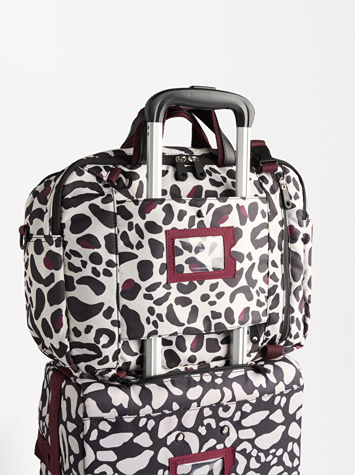 Leopar Desenli Teknik Kumaş Kabin Valizi