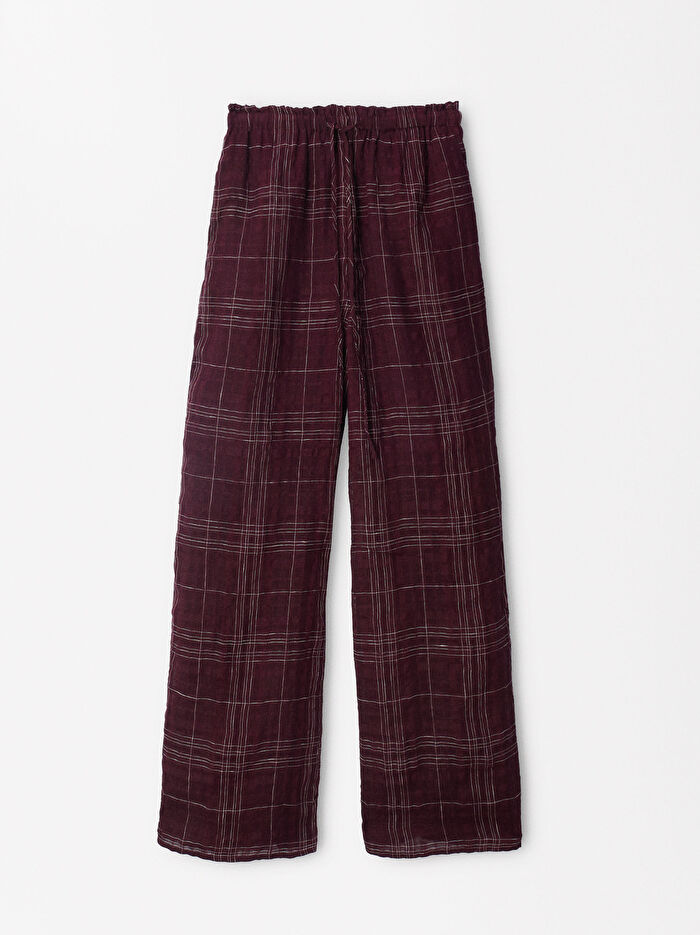 Kareli Keten Pantolon