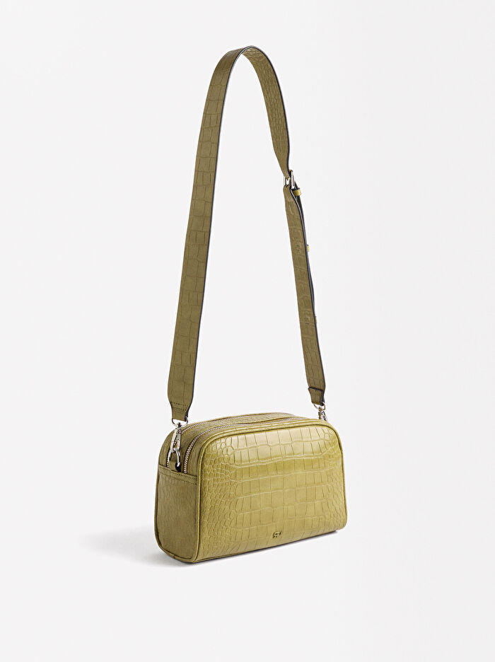 Deri Görünümlü Çapraz Askılı Çanta